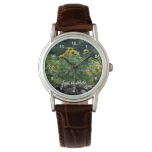 Sunflowers Along Stone Wall Orton Personalised Watch