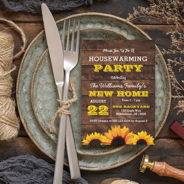 Sunflowers and Barnwood Housewarming Invitation (Creator Uploaded)