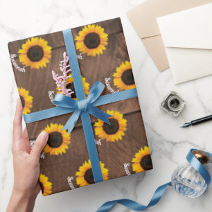 Sunflowers and Barnwood Personalised Wrapping Paper