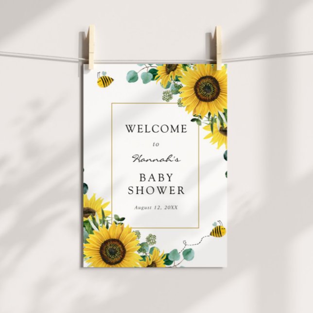 Sunflowers and Bees Baby Shower Welcome Sign (Creator Uploaded)