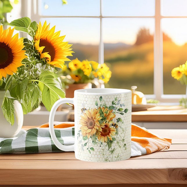 Sunflowers and bees coffee mug (Creator Uploaded)