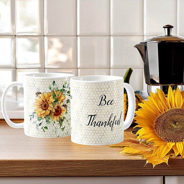 Sunflowers and bees custom coffee mug (Creator Uploaded)