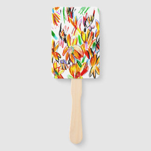 Sunflowers and bees hand fan