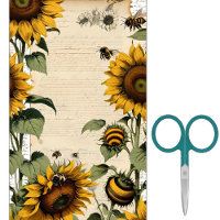 Sunflowers and Bees Line Script 