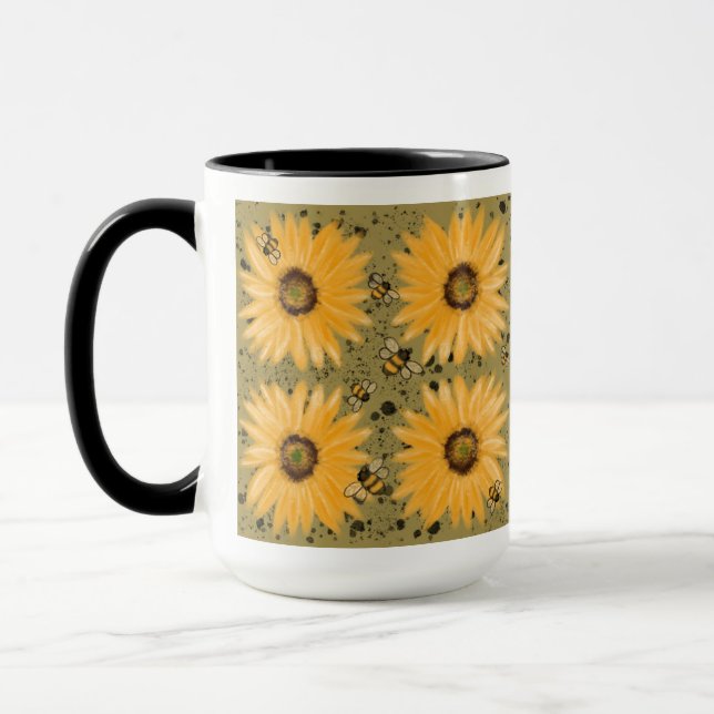 Sunflowers and Bees Mug (Left)