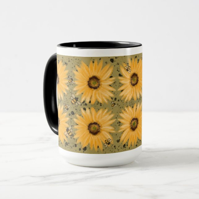 Sunflowers and Bees Mug (Front Left)