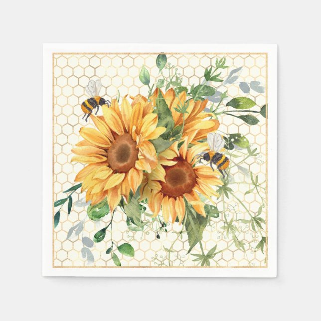 Sunflowers and bees  napkin (Front)