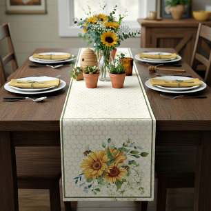 Sunflowers and bees  short table runner