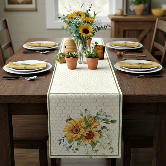 Sunflowers and bees  short table runner (Creator Uploaded)