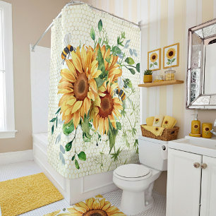 Sunflowers and bees  shower curtain