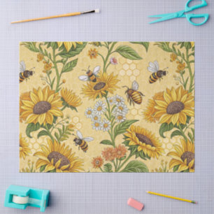 Sunflowers and Bees  Tissue Paper