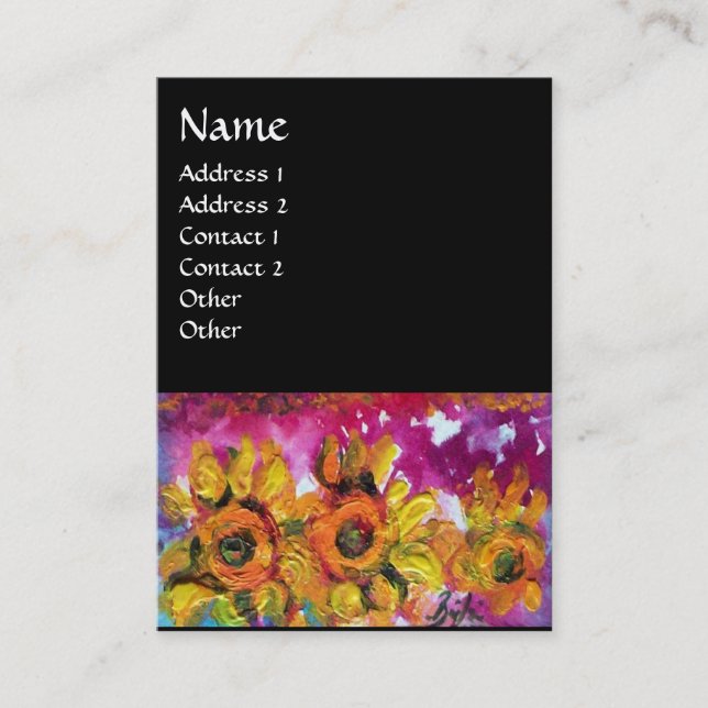 SUNFLOWERS AND BLACK ROOSTER BUSINESS CARD (Front)