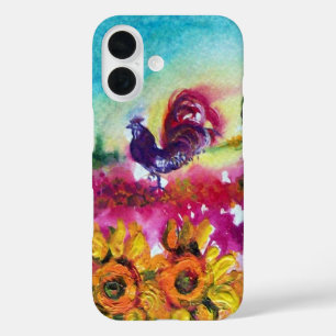 SUNFLOWERS AND BLACK ROOSTER iPhone 16 CASE