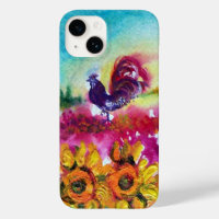 SUNFLOWERS AND BLACK ROOSTER