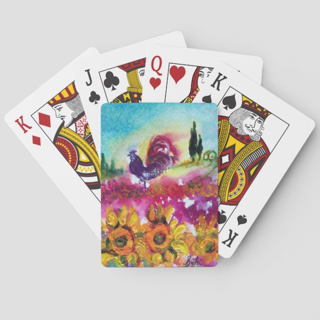 SUNFLOWERS AND BLACK ROOSTER PLAYING CARDS (Back)