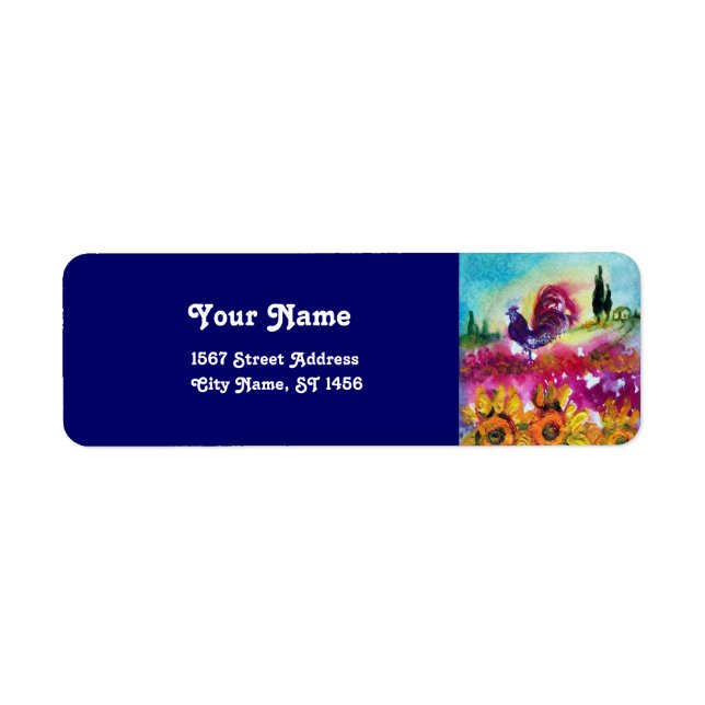 SUNFLOWERS AND BLACK ROOSTER RETURN ADDRESS LABEL (Front)