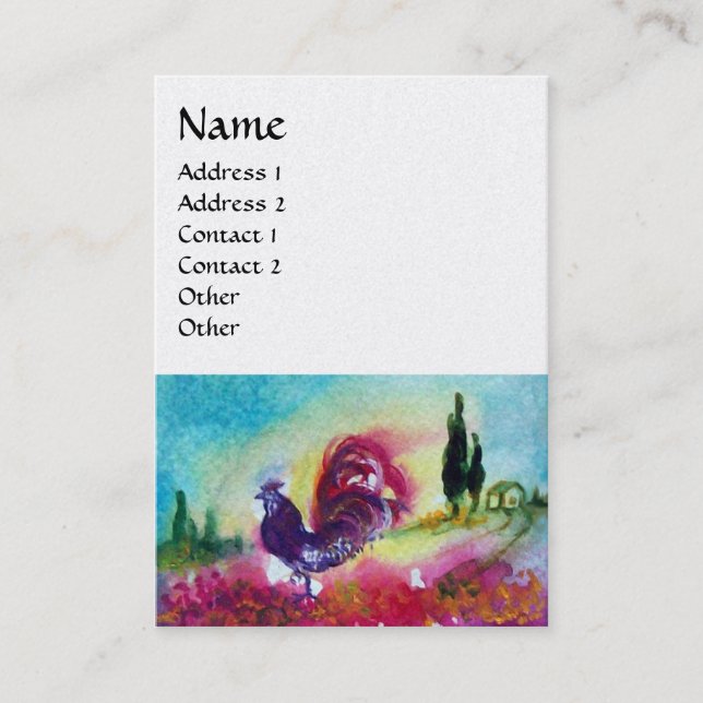 SUNFLOWERS AND BLACK ROOSTER ,white pearl Business Card (Front)