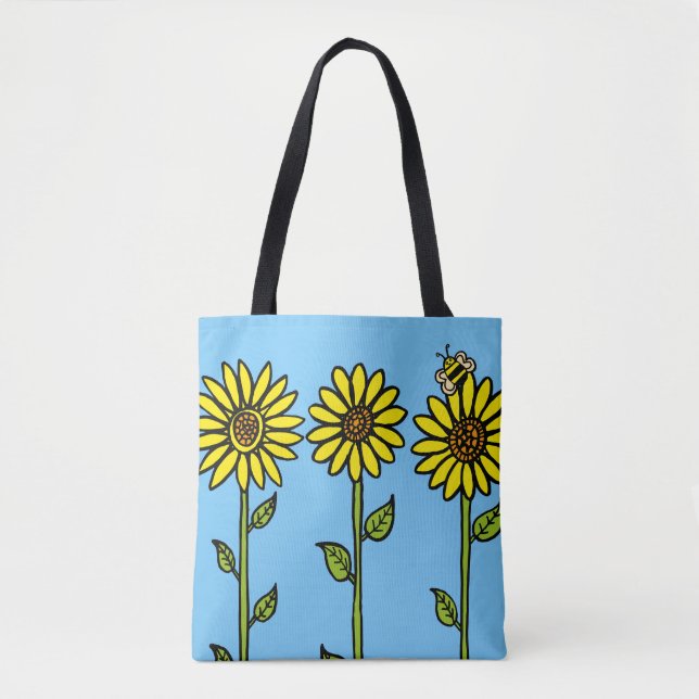 Sunflowers and Bumble Bee Tote Bag (Front)