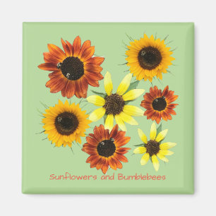 Sunflowers and Bumblebees Your Text Magnets