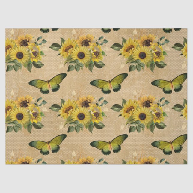 Sunflowers and Butterflies Decoupage Tissue Paper (Front)