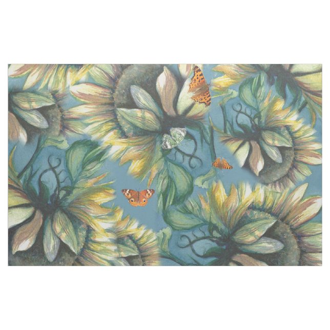 Sunflowers and Butterflies Fabric (Yard)