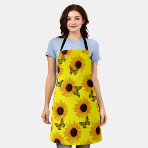 Sunflowers And Butterflies, Full Print Apron