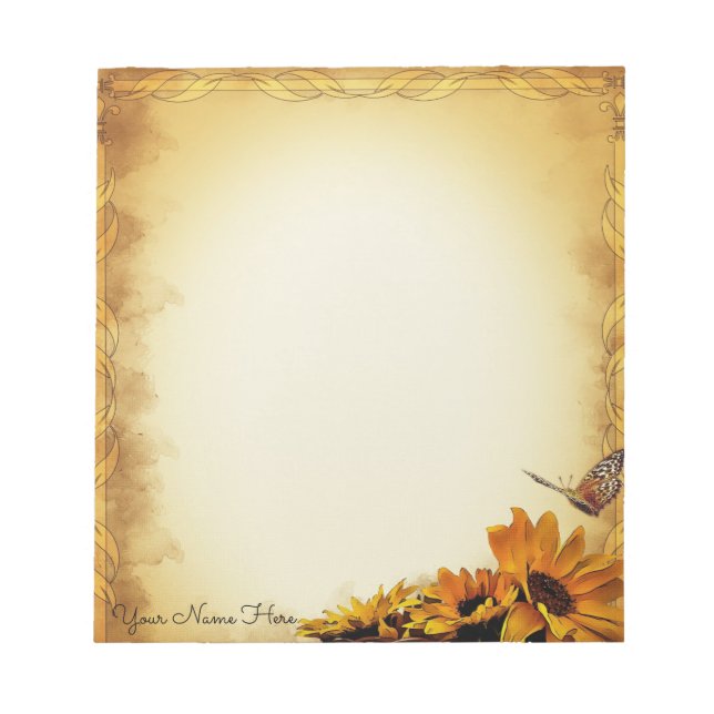 Sunflowers and Butterflies Notepad (Front)
