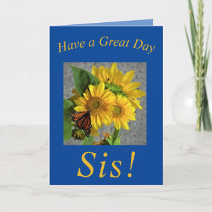 Sunflowers and Butterfly Birthday Card for Sis