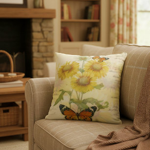 Sunflowers and butterfly cushion