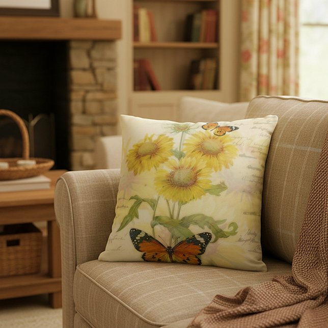 Sunflowers and butterfly cushion (Creator Uploaded)