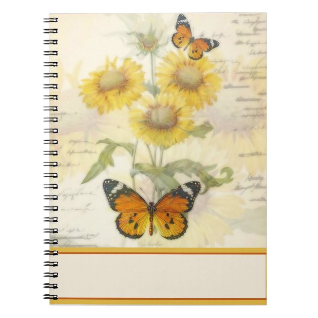 Sunflowers and butterfly notebook (Front)