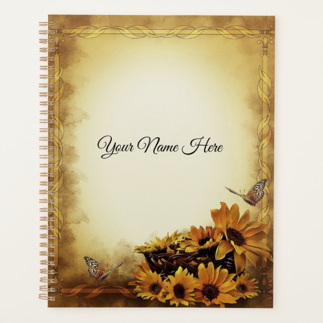 Sunflowers and Butterfly's  Personalised Planner (Front)