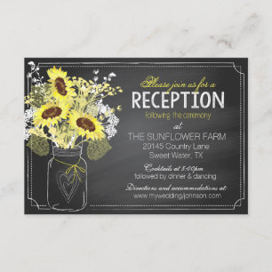 Sunflowers and Chalkboard Reception Card