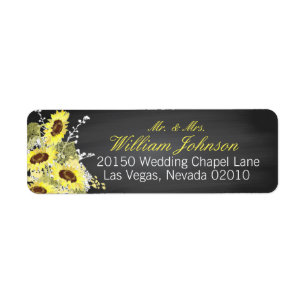 Sunflowers and Chalkboard Wedding Label Return Address Label