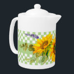 Sunflowers and Chequerboard<br><div class="desc">This country / farmhouse design has a beautiful and bright yellow watercolor sunflower bouquet and pastel green and white chequerboard.</div>