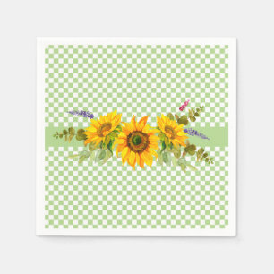 Sunflowers and Chequerboard  Napkin