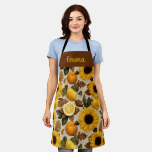 Sunflowers and Citrus Autumn Home Decor Apron