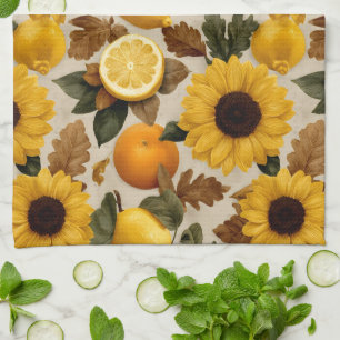 Sunflowers and Citrus Autumn Home Decor Tea Towel