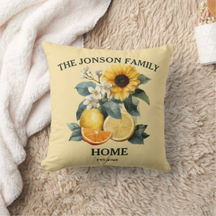 Sunflowers and Citrus Family Design Cushion
