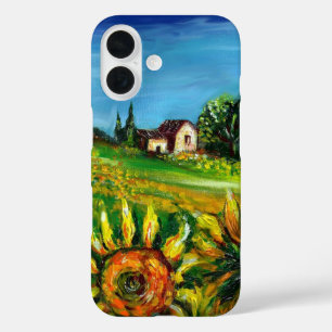 SUNFLOWERS AND COUNTRYSIDE IN TUSCANY iPhone 16 CASE