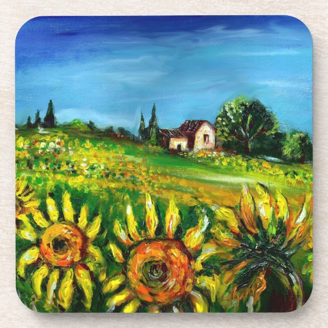 SUNFLOWERS AND COUNTRYSIDE IN TUSCANY COASTER (Front)