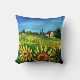 SUNFLOWERS AND COUNTRYSIDE IN TUSCANY CUSHION