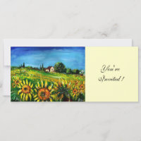 SUNFLOWERS AND COUNTRYSIDE IN TUSCANY,