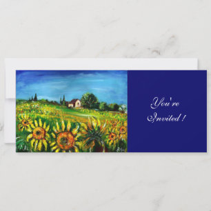 SUNFLOWERS AND COUNTRYSIDE IN TUSCANY, INVITATION