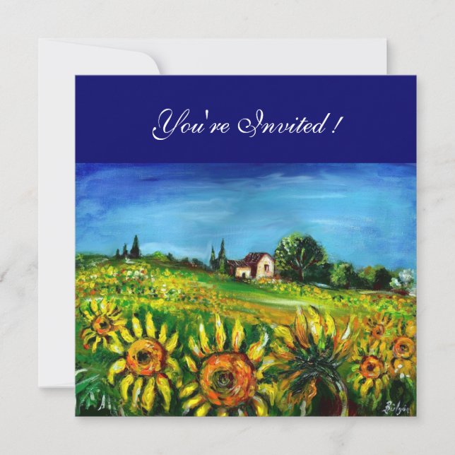 SUNFLOWERS AND COUNTRYSIDE IN TUSCANY, INVITATION (Front)