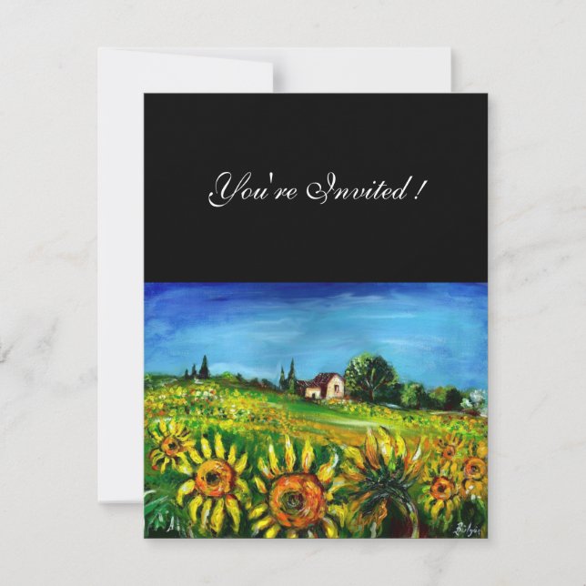 SUNFLOWERS AND COUNTRYSIDE IN TUSCANY, INVITATION (Front)