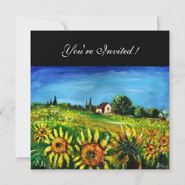 SUNFLOWERS AND COUNTRYSIDE IN TUSCANY, INVITATION (Front)