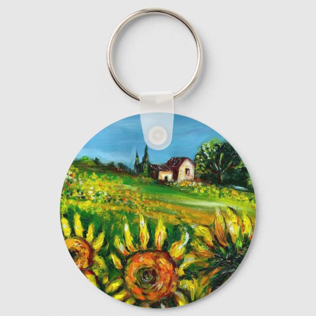 SUNFLOWERS AND COUNTRYSIDE IN TUSCANY KEY RING (Front)