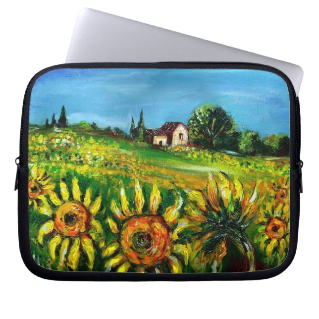 SUNFLOWERS AND COUNTRYSIDE IN TUSCANY LAPTOP SLEEVE (Front)