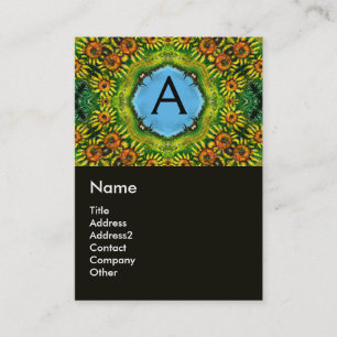 SUNFLOWERS AND COUNTRYSIDE IN TUSCANY, monogram Business Card